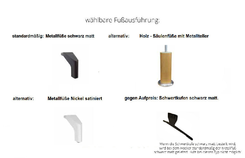 wählbare Fußausführung 