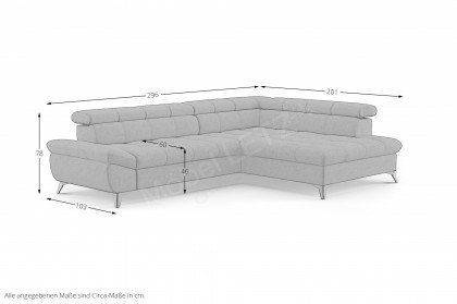 Apollo-LE25 von COTTA - Eckgarnitur rechts dark-grey