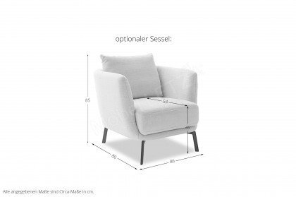 Pearl-LE25 von SCHÖNER WOHNEN - Polstersofa rechts snow