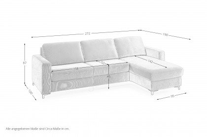 HU-LS23121 von Hukla - Ecksofa rechts mit Schlaffunktion silver