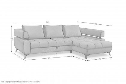 Paris-LE25 von BENIX - Ecksofa rechts hellgrau
