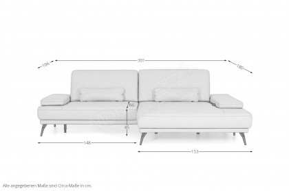 Studio Sofa 001 von JOOP! - Ledersofa Ausführung rechts pearl