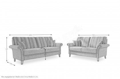 Capri Plus von Schröno - Sofagruppe grün gestreift