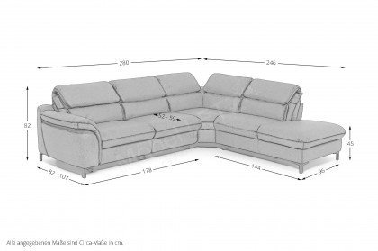 HU-RL16049 von Hukla - Eckgarnitur Ausführung rechts granit