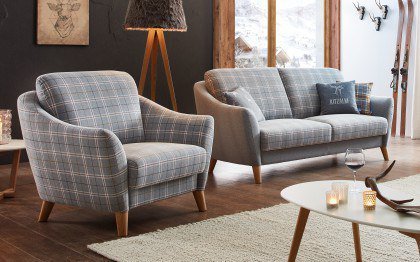 Seefeld Plus von Schröno - Polstergarnitur grau kariert