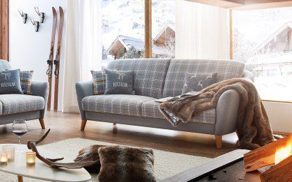 Seefeld Plus von Schröno - Polstergarnitur grau kariert