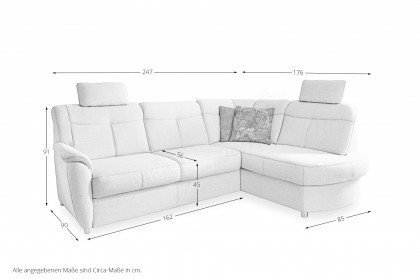 Sonoma-LE21 von Sit & More - Eckgarnitur rechts silver
