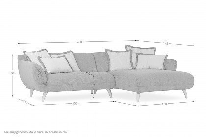 Mocca von GUTMANN - Eckgarnitur rechts dunkelgrau