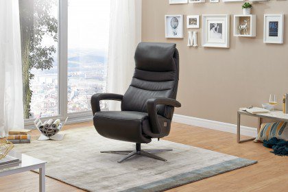 Bridge von Planpolster - Echtledersofa schwarz Variante rechts