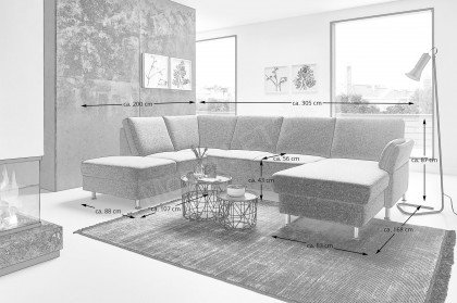 Valeria von Planpolster - Wohnlandschaft Variante links steel