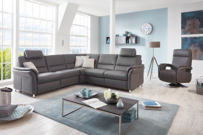 PN-EM16033 von Polinova - Ledergarnitur grau