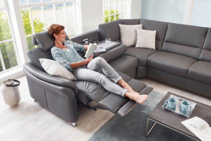 PN-EM16033 von Polinova - Ledergarnitur grau