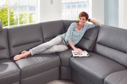 PN-EM16033 von Polinova - Ledergarnitur grau