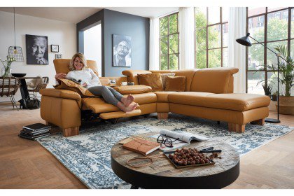 Messina von Polsteria - Ledergarnitur Ausführung rechts dijon