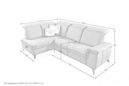 Lava-3.0 von Polsteria - Ecksofa grau links