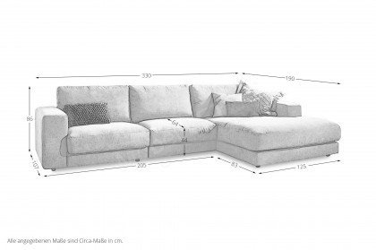 High End von Candy - Ecksofa Ausführung rechts stone