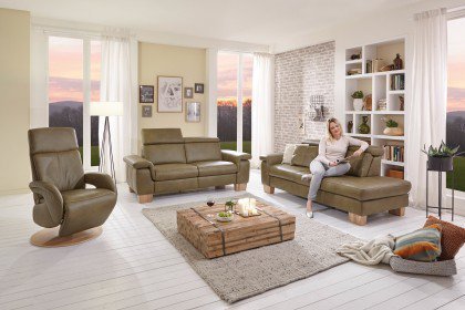 Nanuk III von Lebenswert - Echtleder Polster-Duo olive