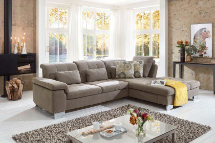 Sucki III von Lebenswert - Eckgarnitur Ausführung rechts nougat