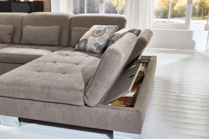 Sucki III von Lebenswert - Eckgarnitur Ausführung rechts nougat