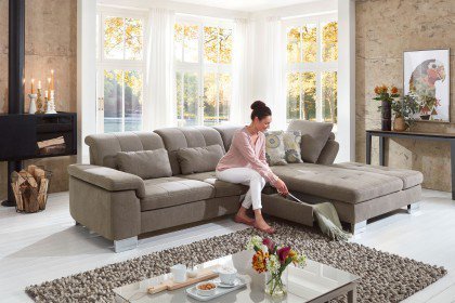 Sucki III von Lebenswert - Eckgarnitur Ausführung rechts nougat