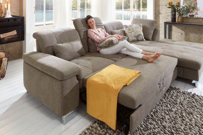 Sucki III von Lebenswert - Eckgarnitur Ausführung rechts nougat