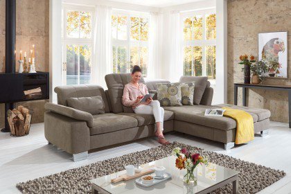 Sucki III von Lebenswert - Eckgarnitur Ausführung rechts nougat