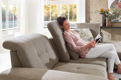 Sucki III von Lebenswert - Eckgarnitur Ausführung rechts nougat