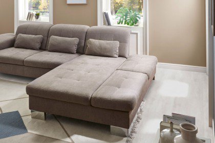 Sucki III von Lebenswert - Eckgarnitur Ausführung rechts nougat