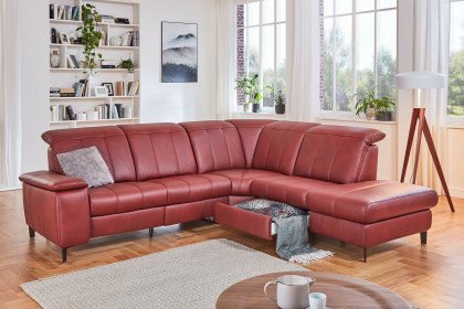 Lester von Polsteria - Ledergarnitur Ausführung rechts bordeaux