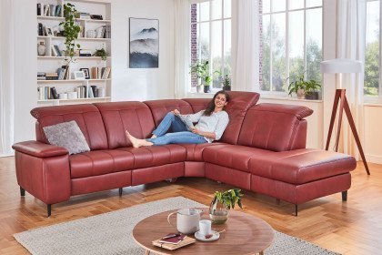 Lester von Polsteria - Ledergarnitur Ausführung rechts bordeaux