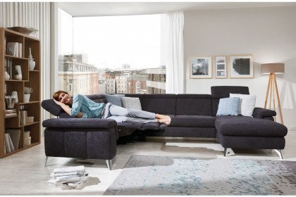 Lava-2.0-XC von Polsteria - Wohnlandschaft links dunkelblau