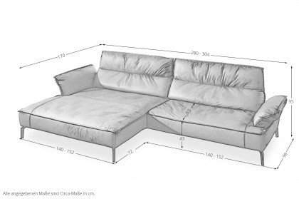 7102 von K+W Polstermöbel - Eckcouch links kaktus