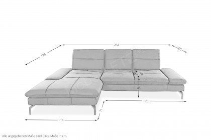 Pasadena von Poco - Ecksofa Variante links dunkelgrau