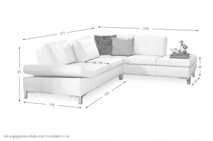 7474 von K+W Polstermöbel - Ledersofa Variante rechts bianco