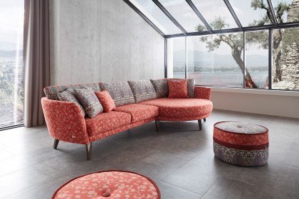 Livorno von Schröno - Polstersofa Ausführung rechts rot gemustert