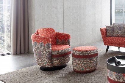 Livorno von Schröno - Polstersofa Ausführung rechts rot gemustert