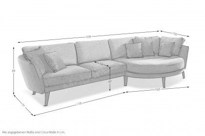 Livorno von Schröno - Polstersofa Ausführung rechts rot gemustert