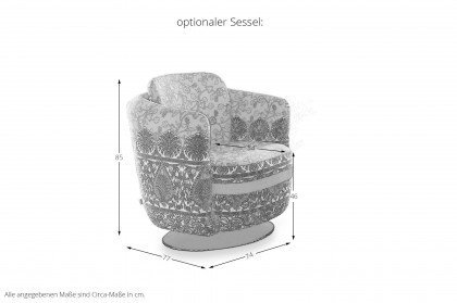 Livorno von Schröno - Polstersofa Ausführung rechts rot gemustert
