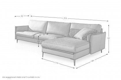 CL 820 von Erpo Polstermöbel - Polstergarnitur Variante rechts grau