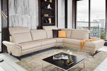 Trapani von Polsteria - Ledergarnitur Ausführung rechts ecru