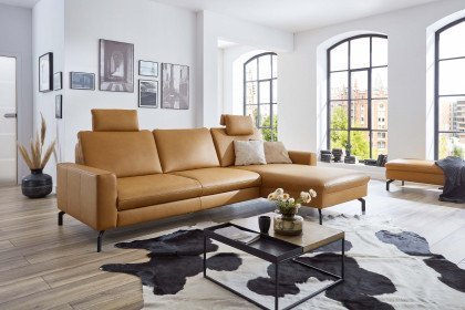 PN-EM20028 von Polinova - Ledersofa Variante rechts kurkuma