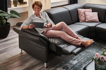 PN-EM21059 von Polinova - Ledersofa Variante rechts anthrazit