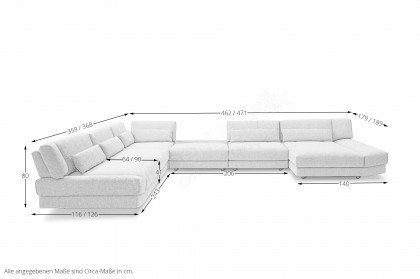 Lounge-LE22 von Easy Sofa - Wohnlandschaft links lehm