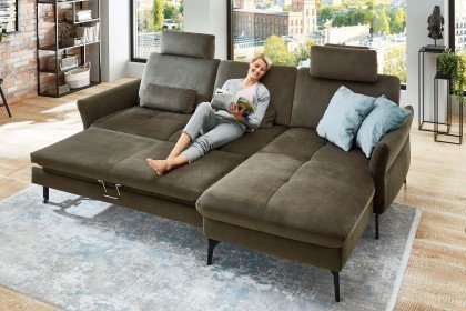 ZE-EM20156 von Zehdenick - Ecksofa Ausführung rechts olive