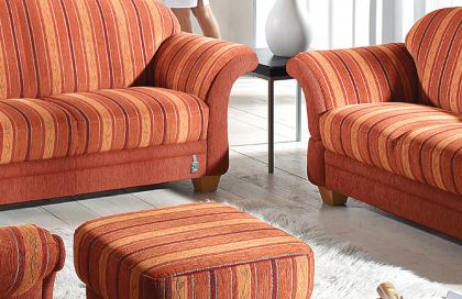 S344 Wallis von Ponsel - Sofagruppe rot-gestreift