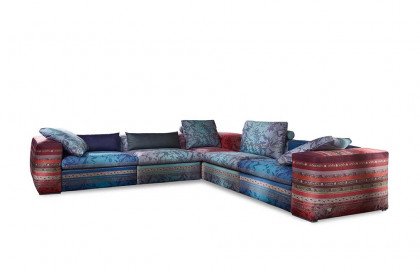 Opera-LE22 von Schröno - Polstersofa rechts rot-blau-grün gemustert