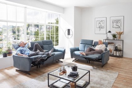 Lorenzo von Polsteria - Ledergarnitur grey-blue