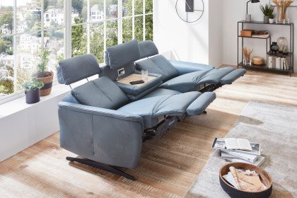 Lorenzo von Polsteria - Ledergarnitur grey-blue