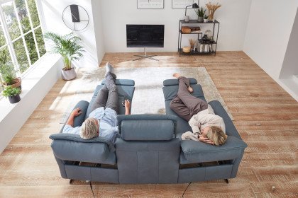 Lorenzo von Polsteria - Ledergarnitur grey-blue