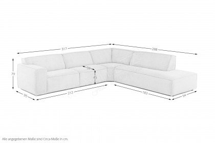 Loki-LE23 von Easy Sofa - Ecksofa rechts hellgrau
